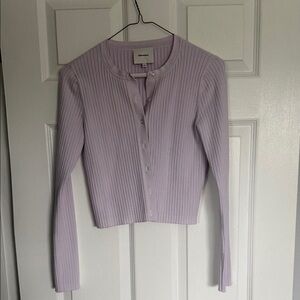 Reformation Lilac Ribbed Cardigan